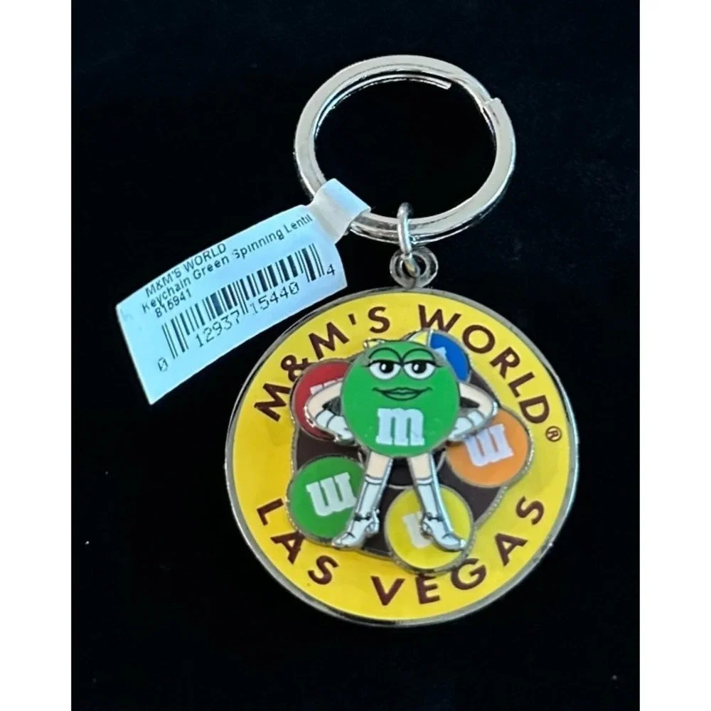M&Ms World Las‎ Vegas Green Candy Keychain Souvenir Logo Keyring M & M